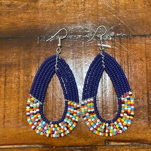 Blue Beaded Earrings From a Kenya